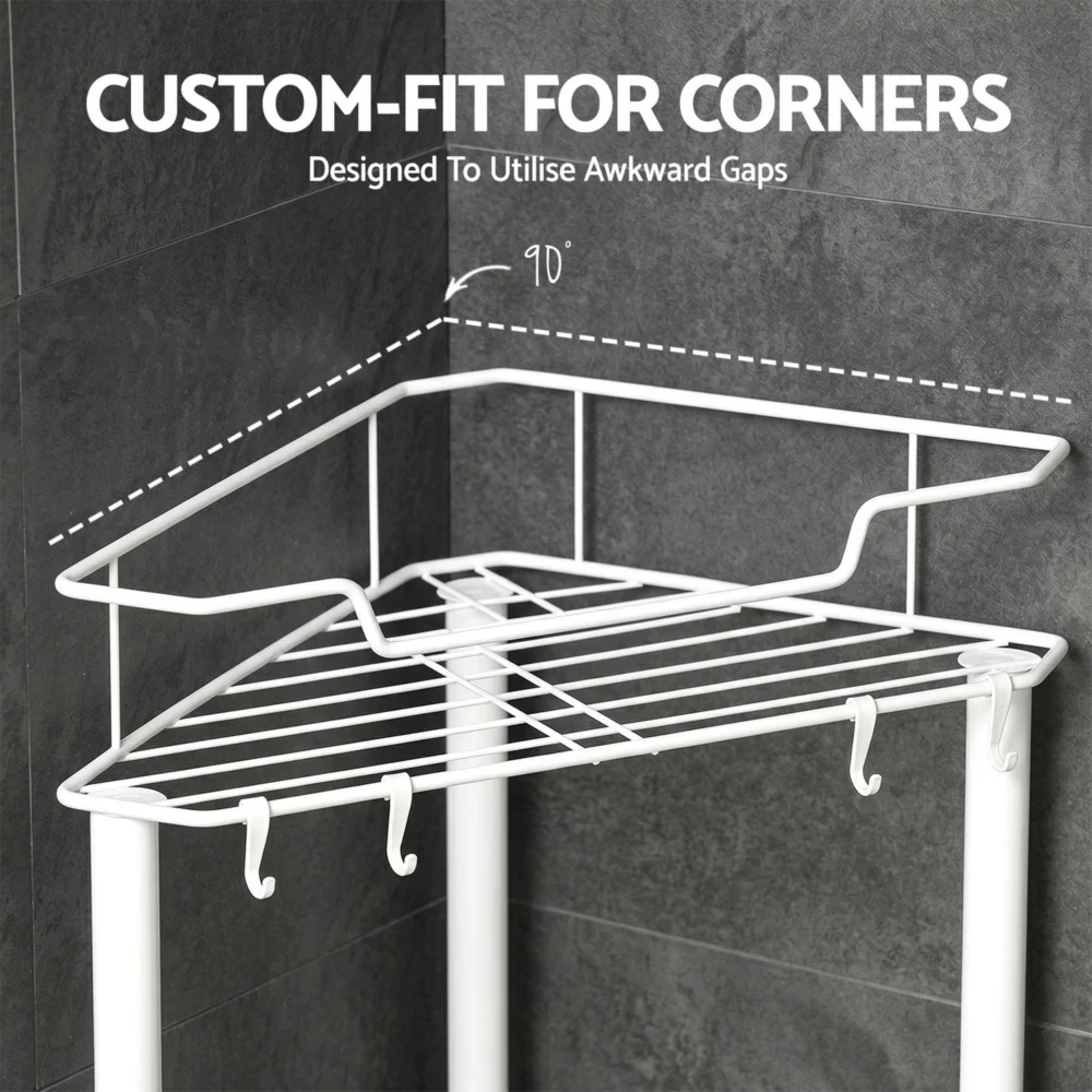 Artiss 4 Tier Floor Standing Corner Shower Caddy Bathroom Organizer White