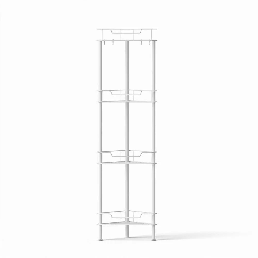 Artiss 4 Tier Floor Standing Corner Shower Caddy Bathroom Organizer White
