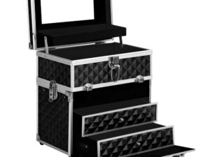 Embellir Portable Cosmetic Beauty Makeup Carry Case with Mirror - Diamond Black