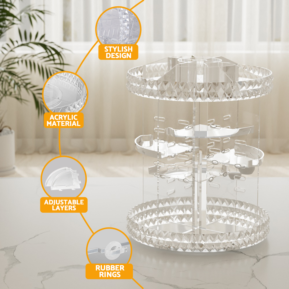 Embellir Makeup Organizer Acrylic Rotating Cosmetic Organizer Storage Display
