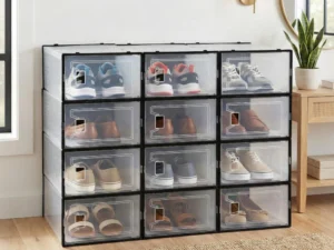 Artiss Shoe Storage Box DIY Set of 12 Stackable Black
