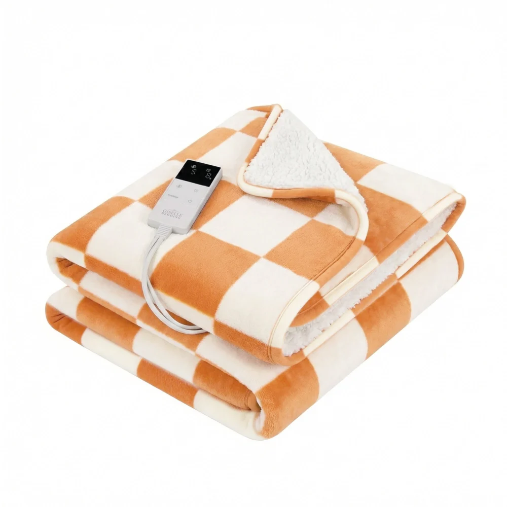 Giselle Electric Throw Rug Dual Side Fleece Flannel Heated Blanket Yellow