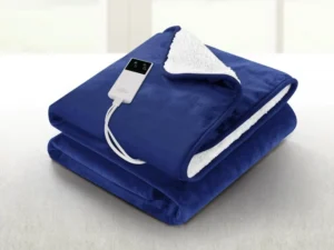 Giselle Electric Throw Rug Heated Blanket Washable Snuggle Flannel Winter Navy