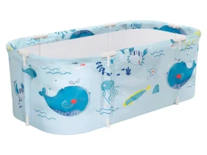 Weisshorn Foldable Bathtub PVC Spa Bucket Inflatable Cushion 134x65cm Blue