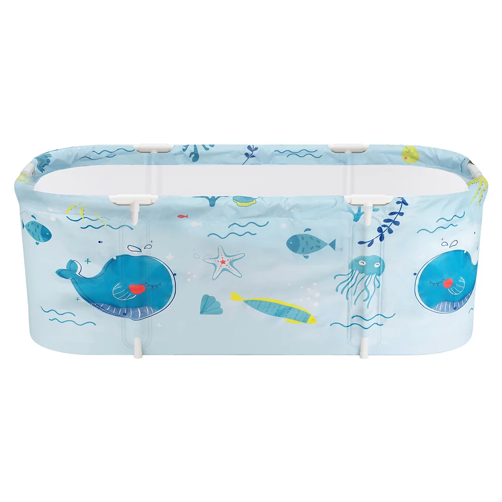 Weisshorn Foldable Bathtub PVC Spa Bucket Inflatable Cushion 134x65cm Blue