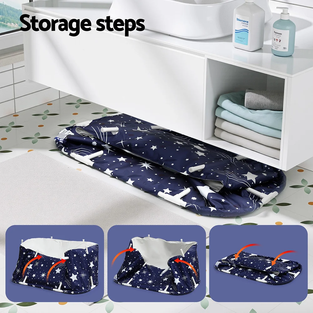 Weisshorn Foldable Bathtub PVC SPA Bucket Inflatable Cushion 134x65cm Star Navy
