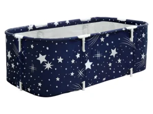 Weisshorn Foldable Bathtub PVC SPA Bucket Inflatable Cushion 134x65cm Star Navy