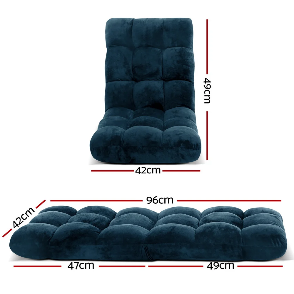 Artiss Floor Lounge Sofa Bed Flannel Fabric Navy