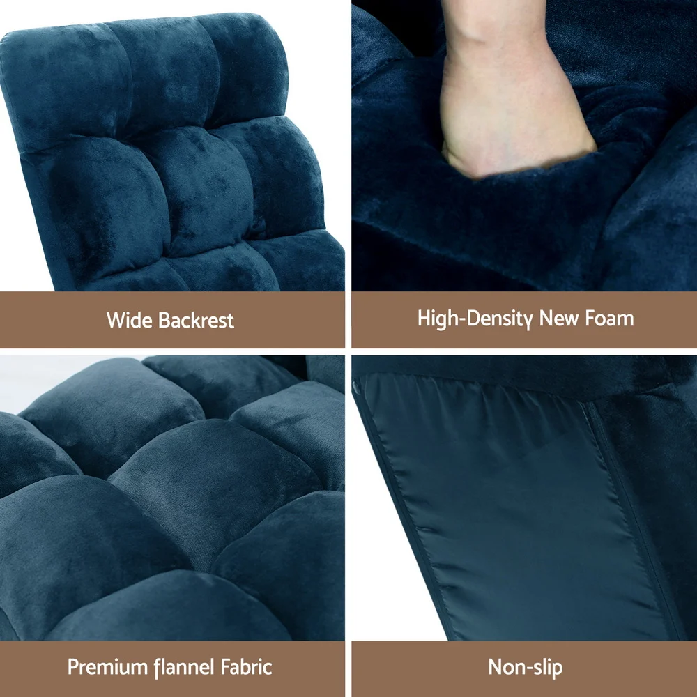 Artiss Floor Lounge Sofa Bed Flannel Fabric Navy