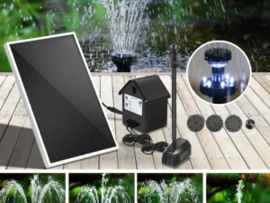Gardeon Solar Pond Pump Submersible Water Fountain w/ Battery Kit LED Lights 4FT
