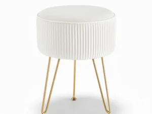 Artiss Ottoman Foot Stool Vanity Velvet Round White