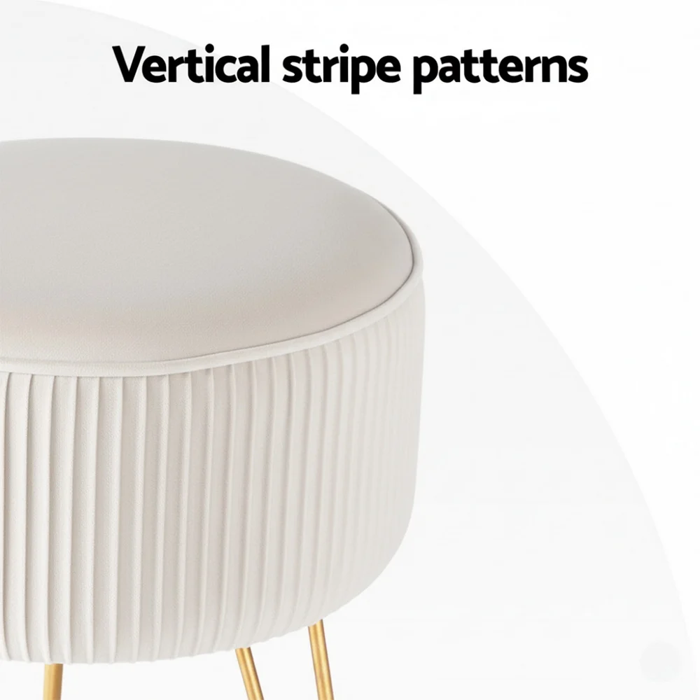 Artiss Ottoman Foot Stool Vanity Velvet Round White