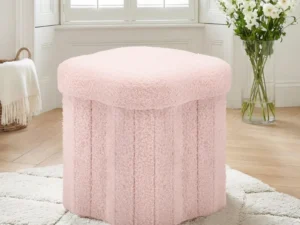 Artiss Storage Ottoman Foot Stool Foldable Pink