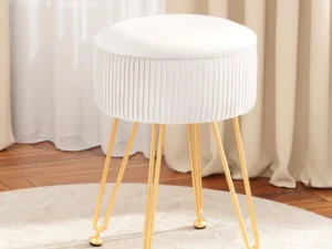 Artiss Ottoman Storage Foot Stool Vanity Velvet Round White