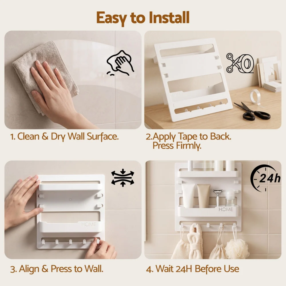 Artiss Bedside Shelf Wall Mount Organizer - Self-Adhesive Floating Nightstand