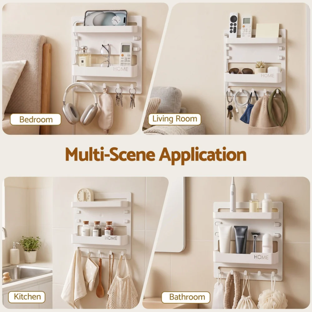 Artiss Bedside Shelf Wall Mount Organizer - Self-Adhesive Floating Nightstand