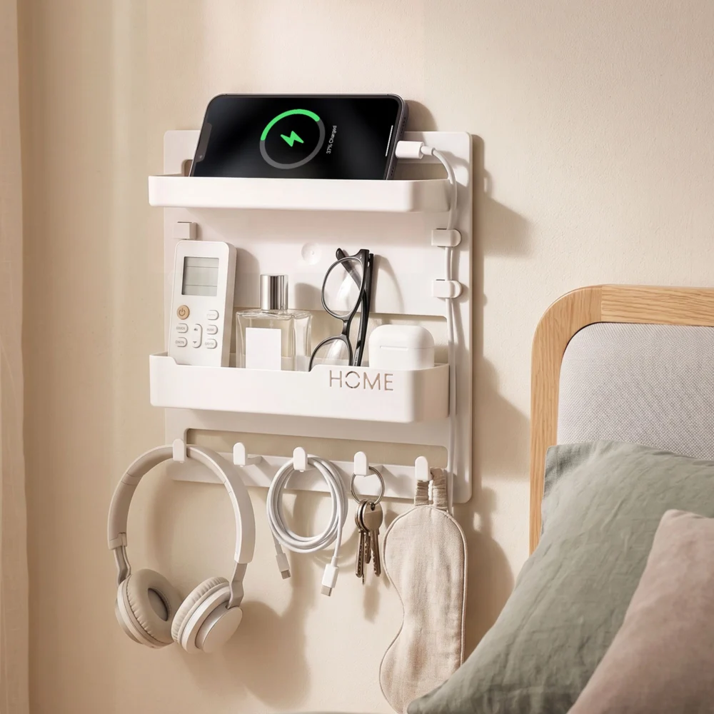 Artiss Bedside Shelf Wall Mount Organizer - Self-Adhesive Floating Nightstand