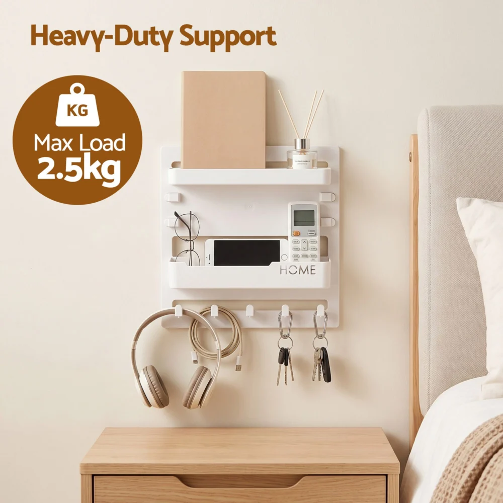 Artiss Bedside Shelf Wall Mount Organizer - Self-Adhesive Floating Nightstand