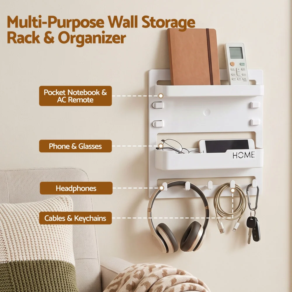 Artiss Bedside Shelf Wall Mount Organizer - Self-Adhesive Floating Nightstand