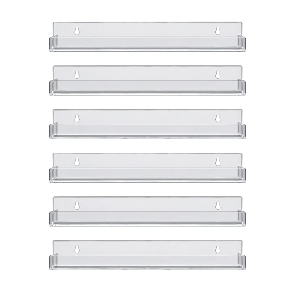 Artiss 6-Pack Acrylic Wall Shelves, Clear Floating Display Shelf w/ Detachable