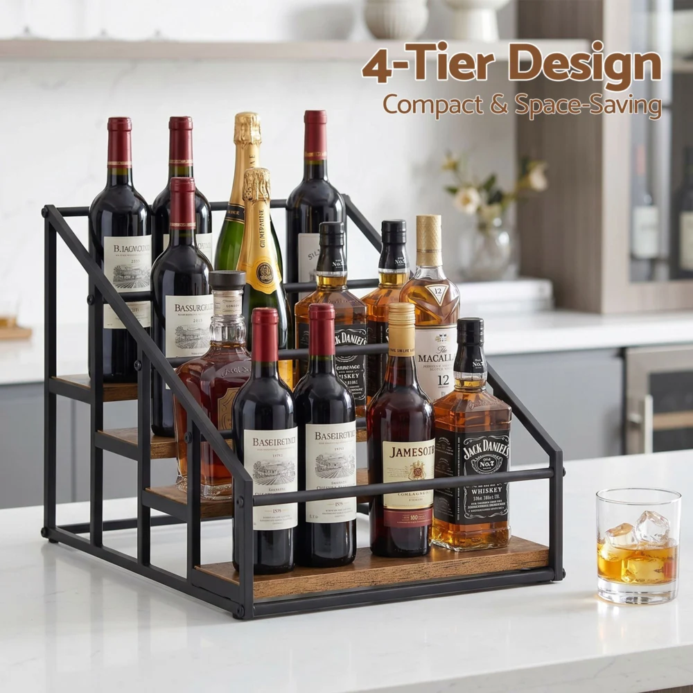 Artiss 4-Tier Wine Rack Tabletop Countertop Wine Bottle Holder 16 Bottles