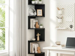 Artiss Wall Shelf Bookshelf Corner Floating 5-Tier Black