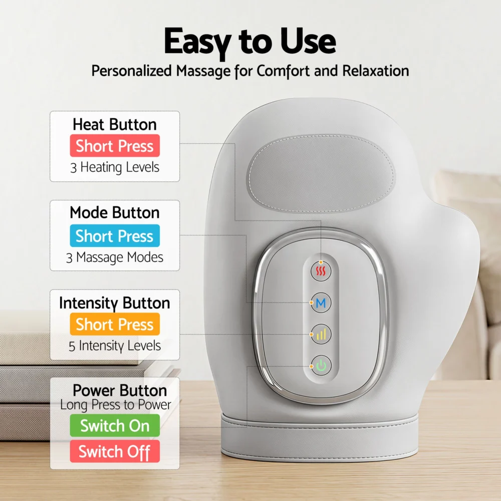 Livemor Hand Massager w/ Heat & Compression for Arthritis Carpal Tunnel | Large
