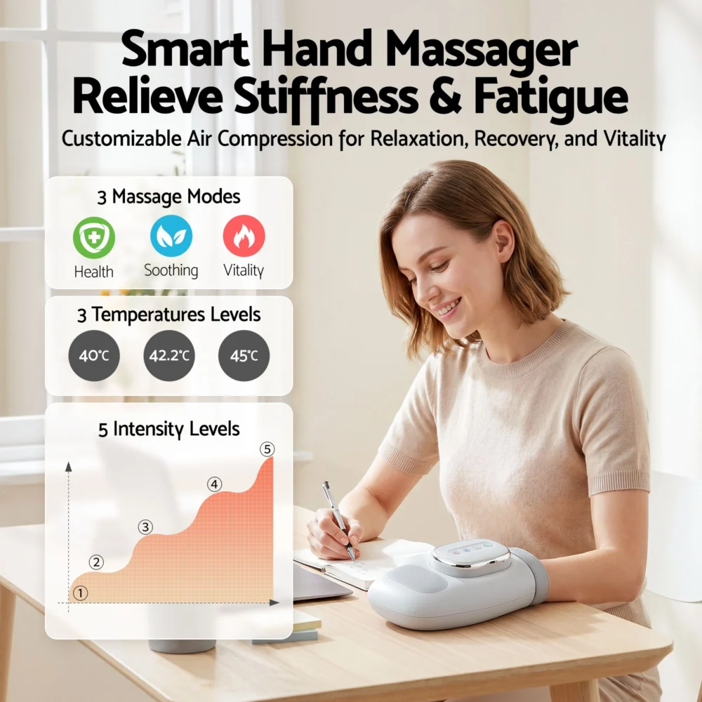 Livemor Hand Massager w/ Heat & Compression for Arthritis Carpal Tunnel | Large