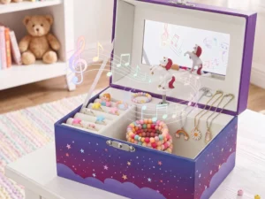 Keezi Kids Jewellery Box Organiser for Girls Kids Music Box Unicorn Purple