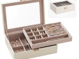 Embellir 2 Layer Jewellery Box Organiser with Clear Lid White