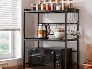 Artiss Kitchen Bakers Rack 40-60CMX78CM Metal Microwave Stand Black