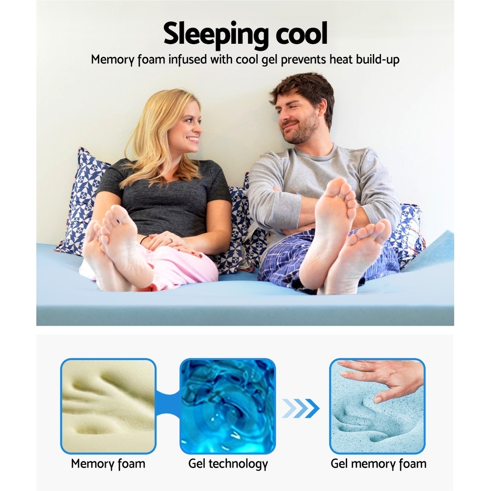 Giselle Bedding Memory Foam Mattress Topper Cool Gel 8cm Single