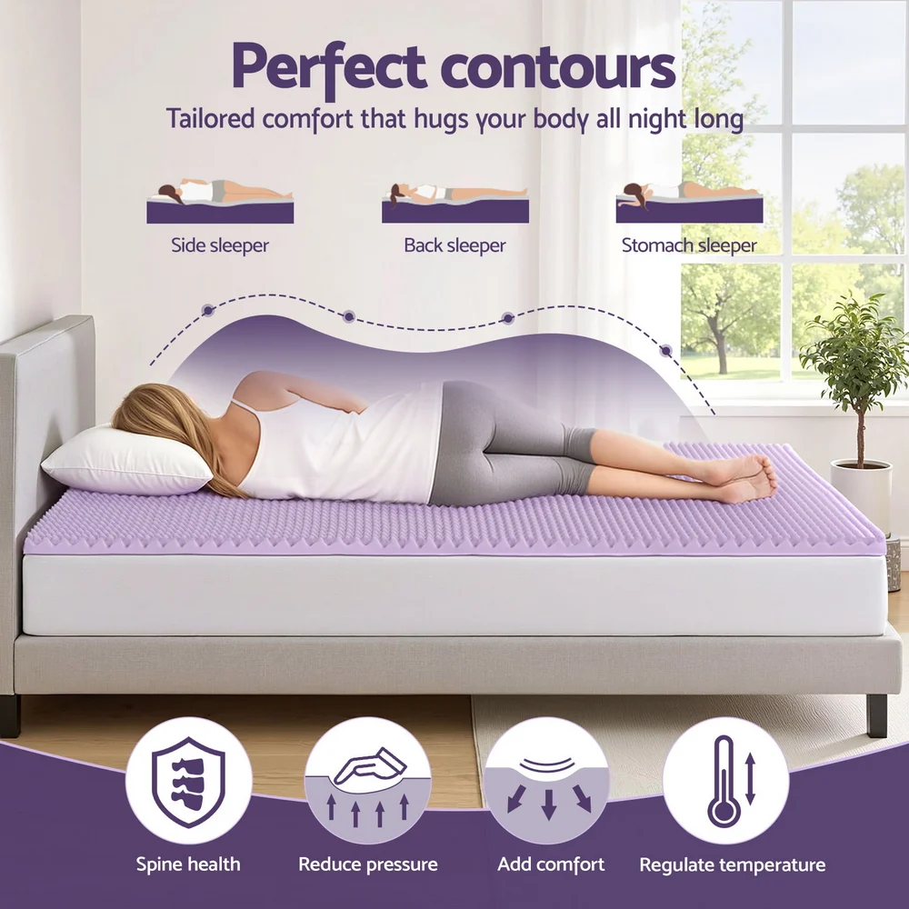 Giselle 5cm Memory Foam Mattress Topper Lavender Infused Egg Crate Pad Mat