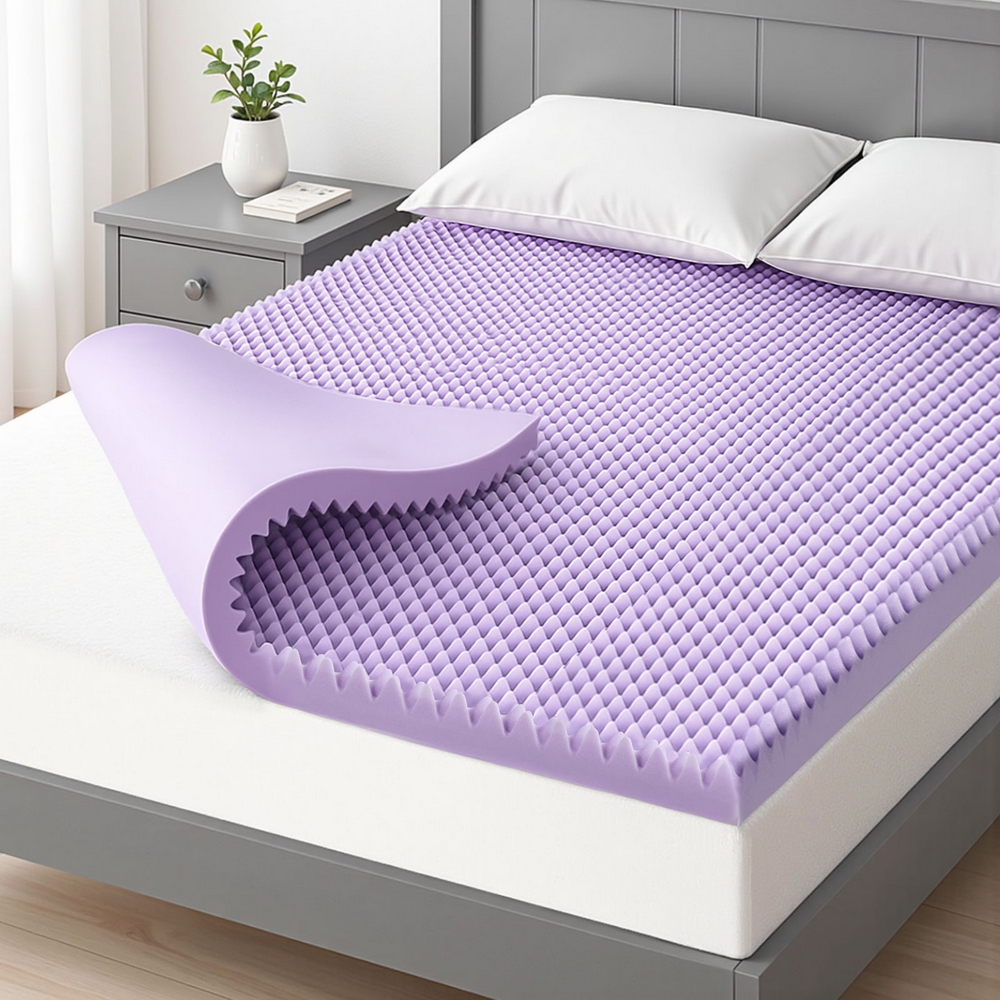 Giselle 5cm Memory Foam Mattress Topper Lavender Infused Egg Crate Pad Mat King
