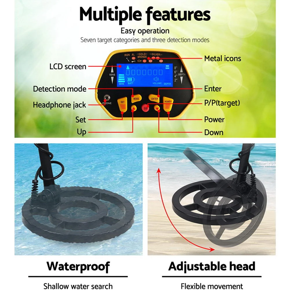Metal Detector 180MM Deep Sensitive Water Resistant Treasure Hunter Gold Digger