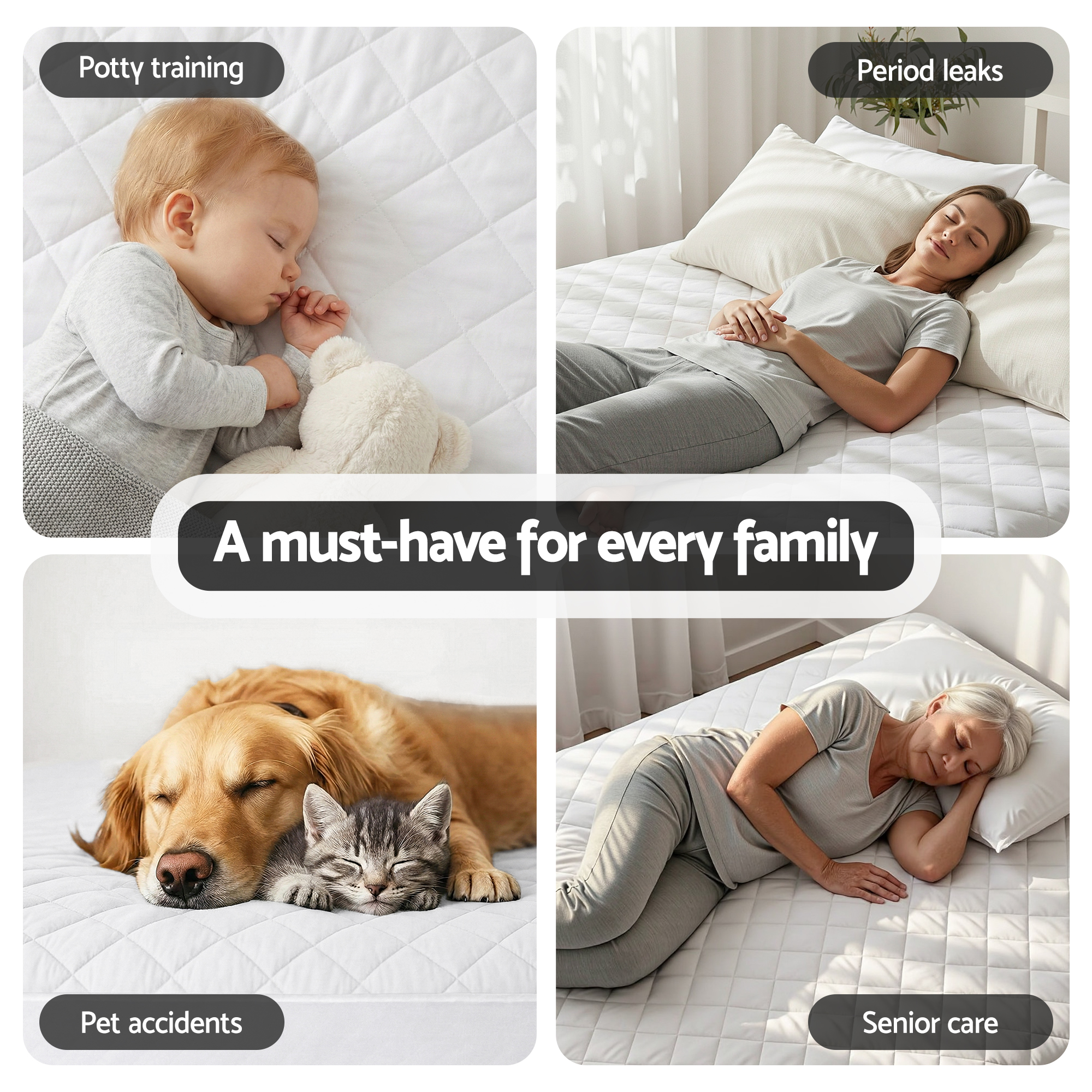 Giselle Waterproof Mattress Protector 100% Cotton Quilted Fitted Cover King