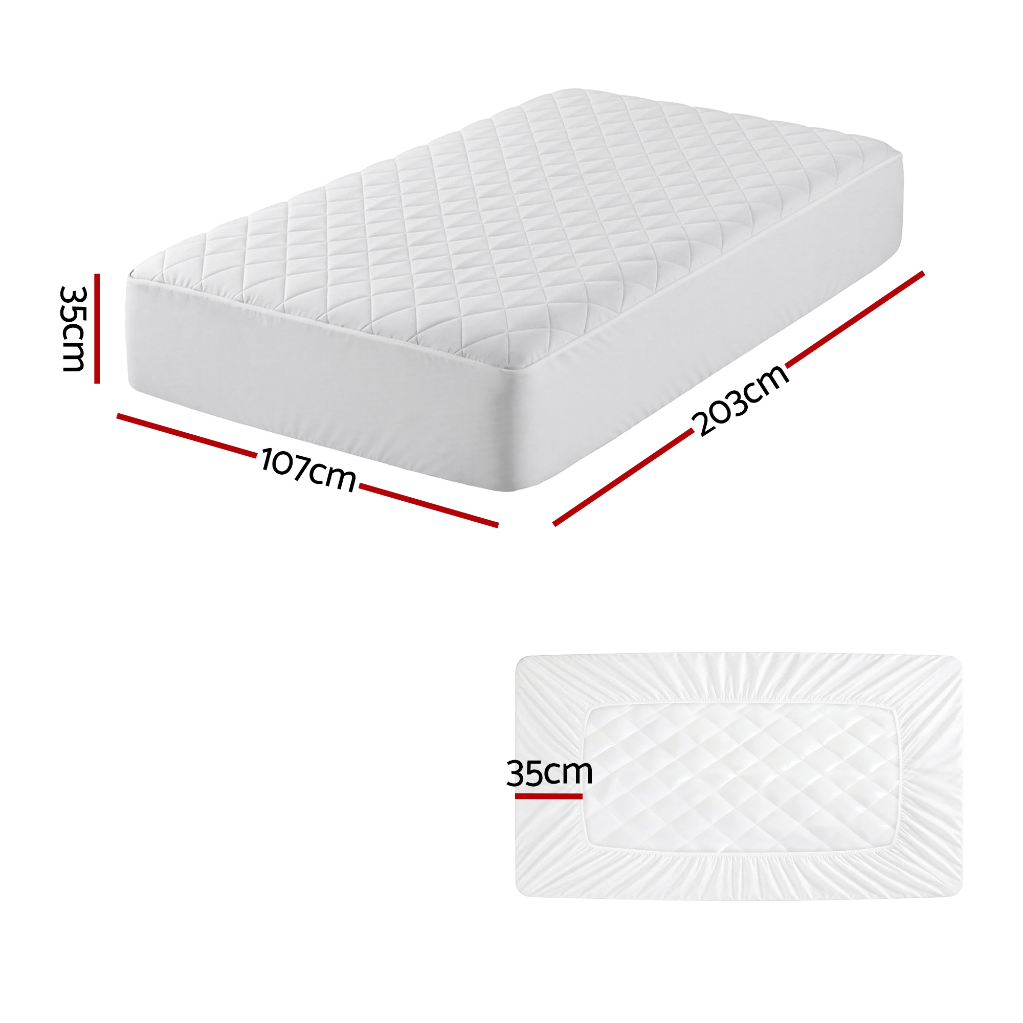 Giselle Waterproof Mattress Protector 100% Cotton Quilted Fitted Cover King