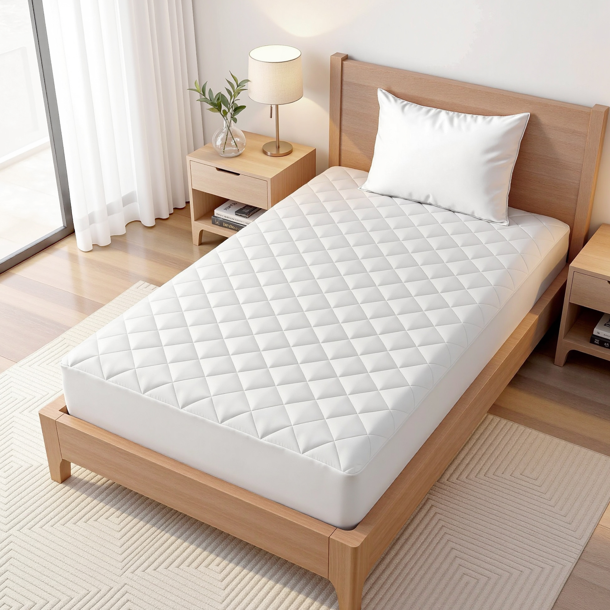 Giselle Waterproof Mattress Protector 100% Cotton Quilted Fitted Cover King