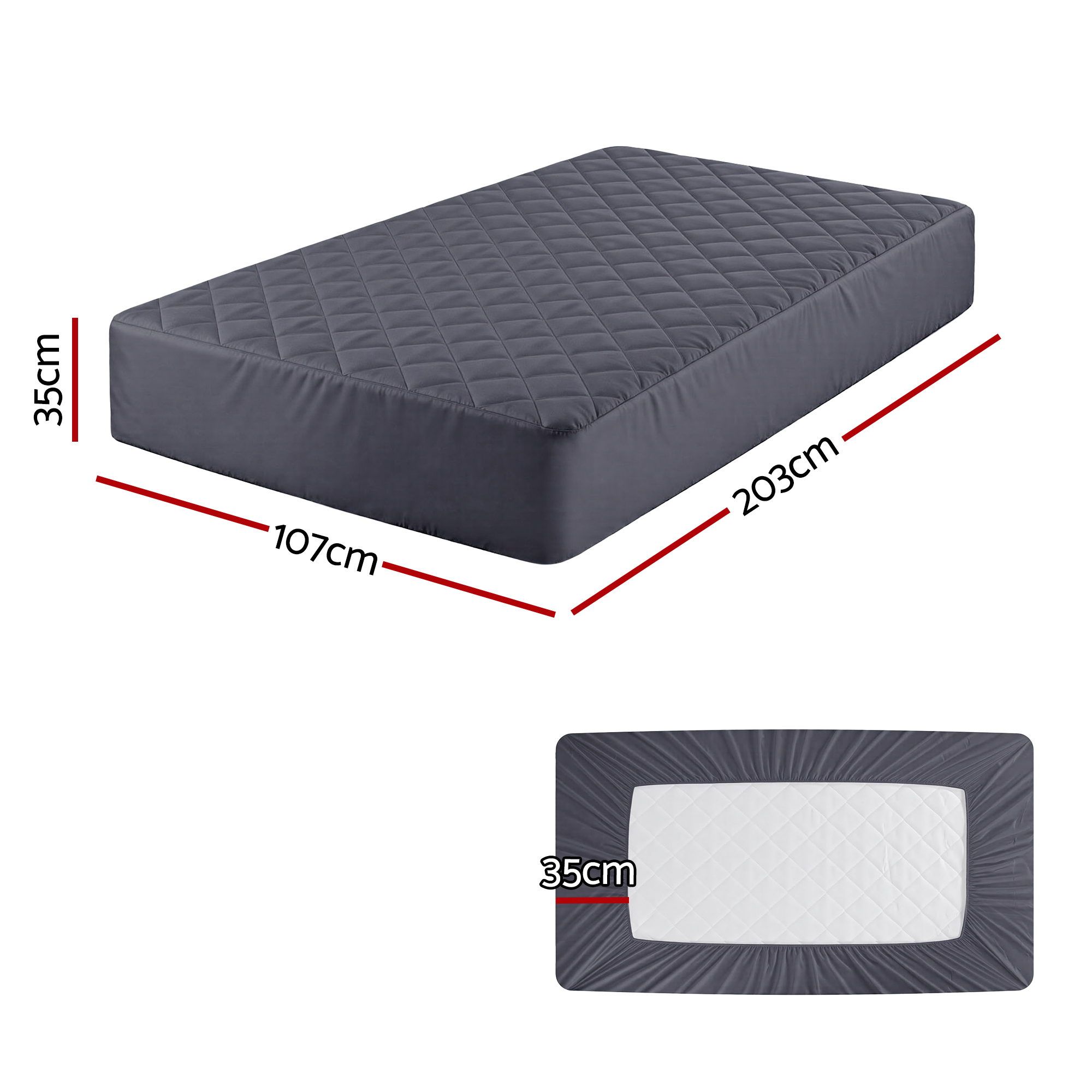 Giselle Water-Resistant Mattress Protector Microfiber 360° Fit King Single