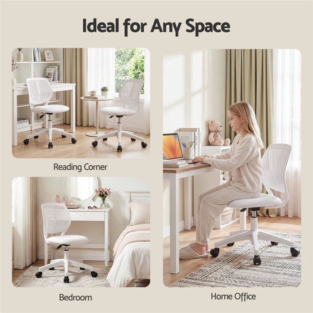 Artiss Ergonomic Office Chair Armless Study Chair Height Adjustable for Girls