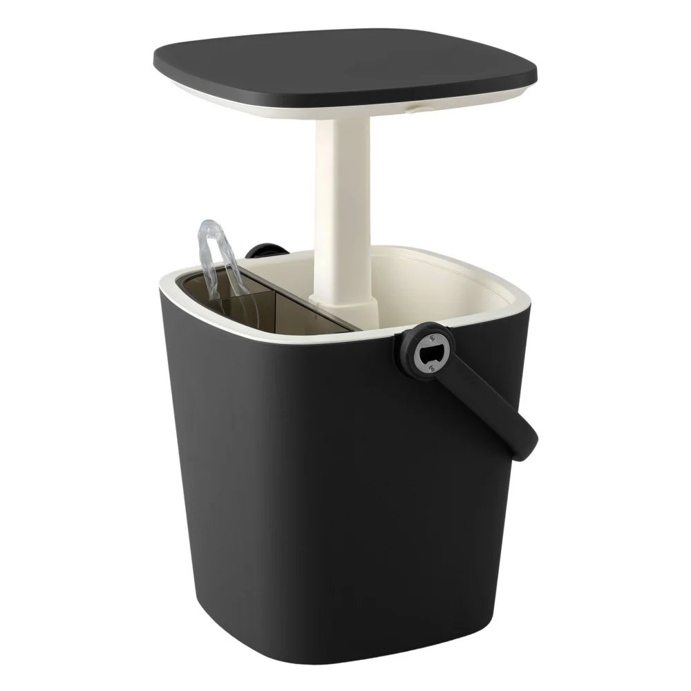 Gardeon 2-in-1 Outdoor Bar Table Portable Wine Cooler 15L Ice Bucket Tong Black