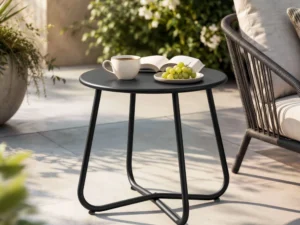 Gardeon Outdoor Side Table Steel Frame for Patio Balcony Garden Black