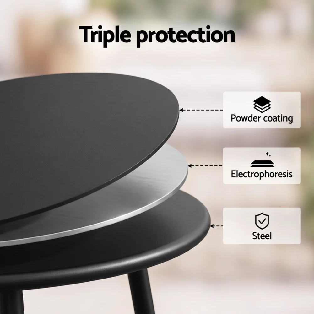 Gardeon Outdoor Side Table Steel Frame for Patio Balcony Garden Black