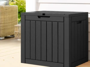 Gardeon Outdoor Storage Box 118L Container Lockable Garden Toy Tool Shed Black
