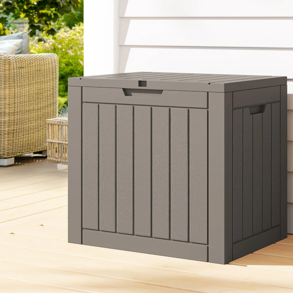 Gardeon Outdoor Storage Box 118L Container Lockable Garden Toy Tool Shed Grey