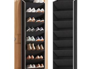 Artiss Over Door Shoe Organiser Storage X2 8-Tier Pantry Hanger Fabric Black