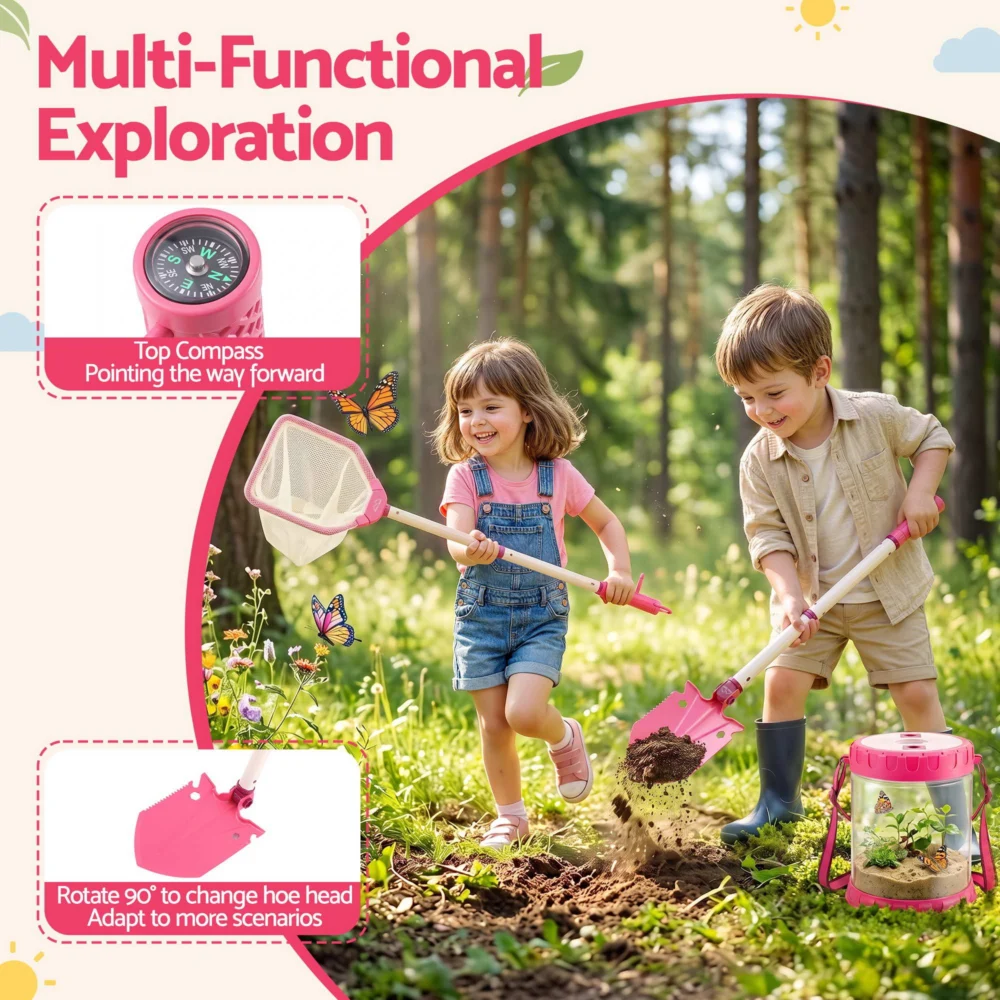 Keezi Kids Bug Catcher Kit 12pc Outdoor Explorer Toys Insect Viewer Net Shovel
