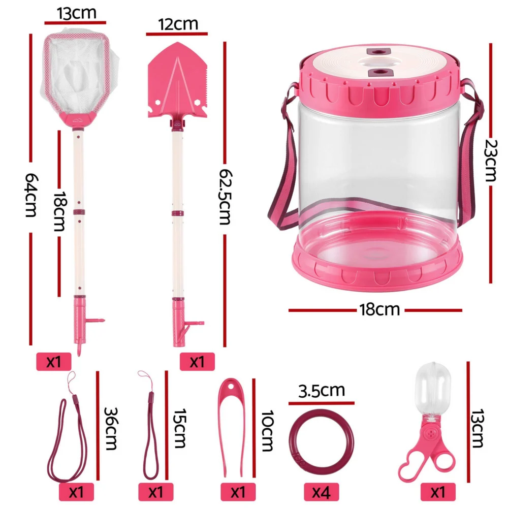 Keezi Kids Bug Catcher Kit 12pc Outdoor Explorer Toys Insect Viewer Net Shovel
