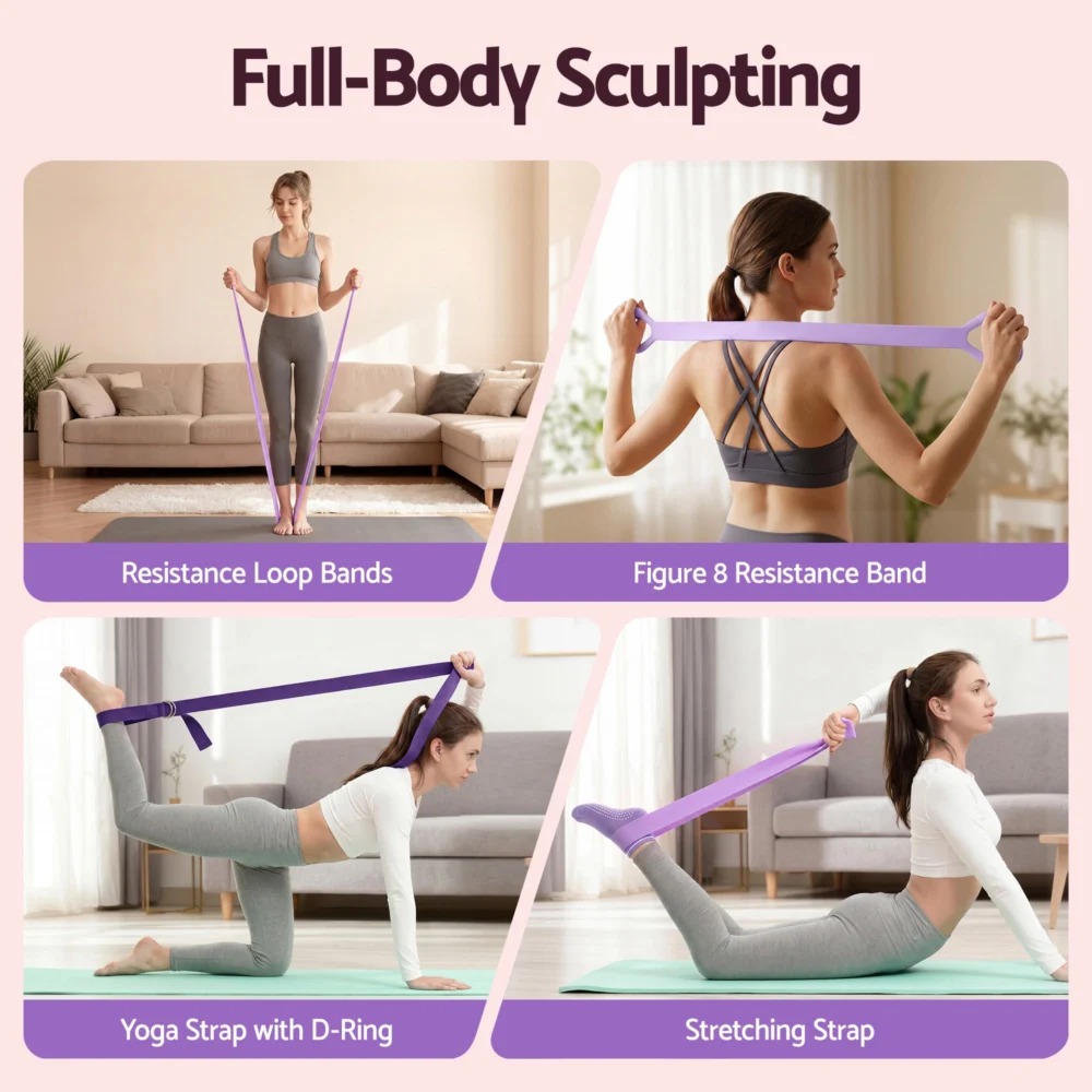 Everfit Pilates Ring Set for Women, 15pcs Home Workout Pilates Equipment w