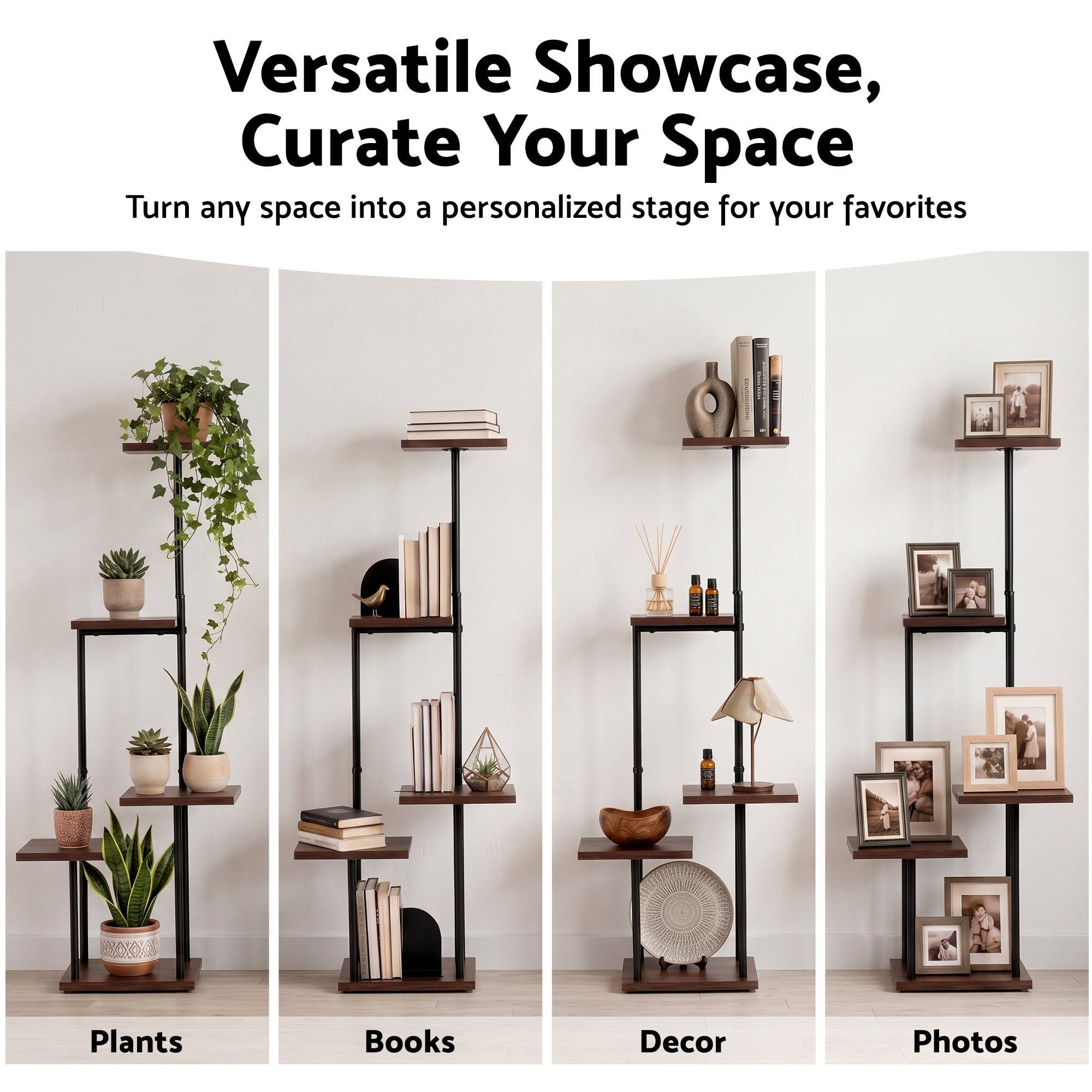 Artiss 5-Tier Plant Stand Indoor Outdoor, Metal & Wood Pot Plant Shelf, Tall